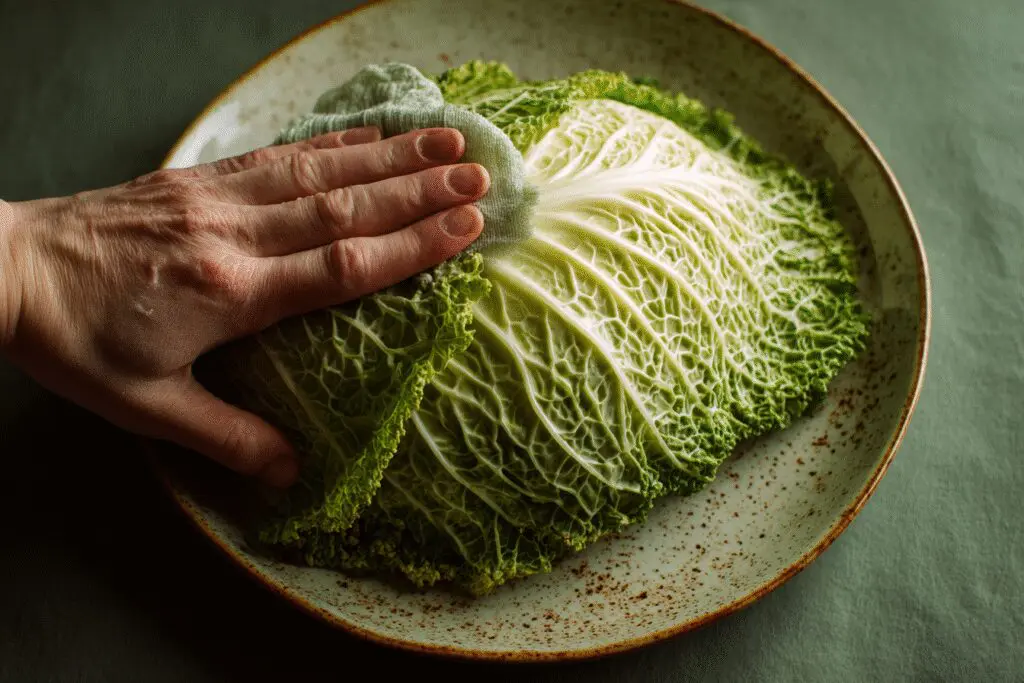 A cabbage leaf wiping a plate clean answering the FAQ on is cabbage good for weight loss A cabbage leaf wiping a plate clean answering the FAQ on is cabbage good for weight loss