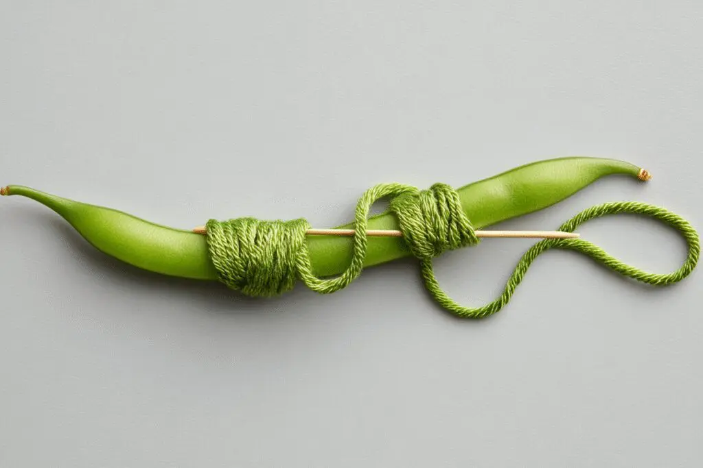 A green bean being used for knitting symbolizing fiber and answering are green beans good for weight loss