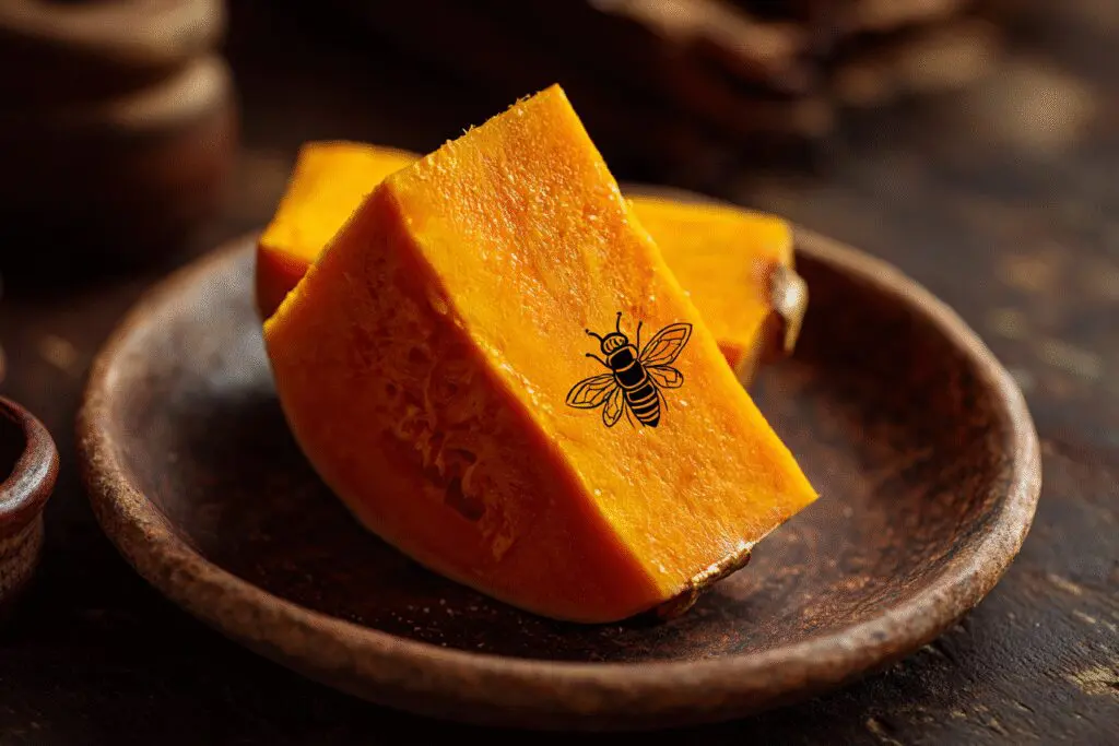 A honeybee near a slice of butternut squash a visual for is butternut squash good for weight loss