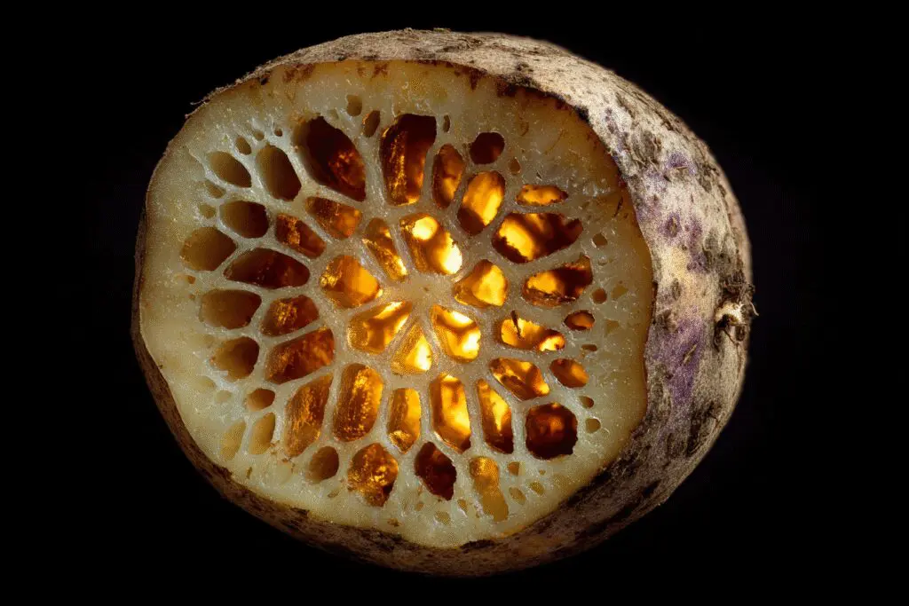 A potato with a glowing crystalline structure inside answering are potatoes good for weight loss