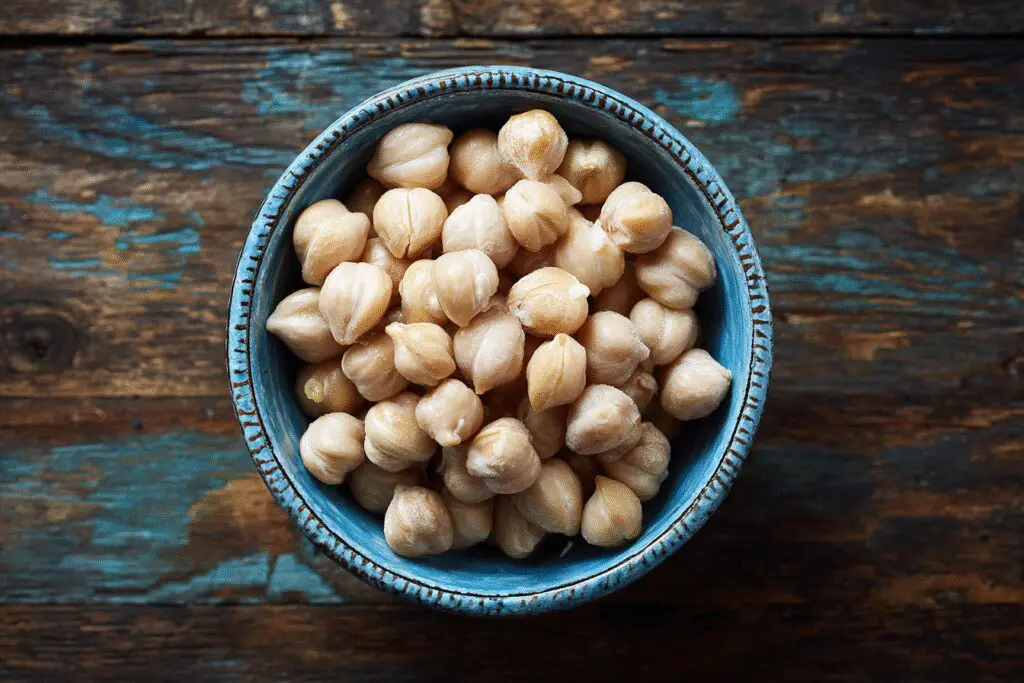 Chickpeas shaped like kettlebells in a bowl explaining if are chickpeas good for weight loss