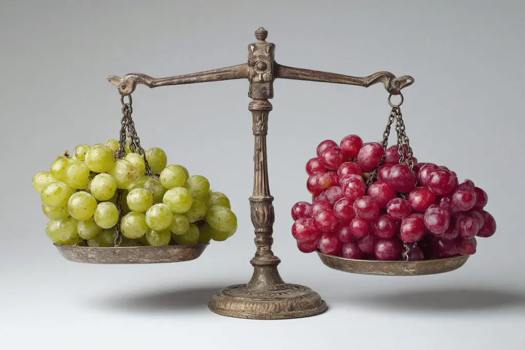 Green grapes and red grapes on a balancing scale a guide for are green grapes good for weight loss