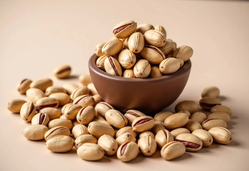 a bowl of pistachios with their shells showing how the act of shelling can promote mindful eating and prevent overconsumption
