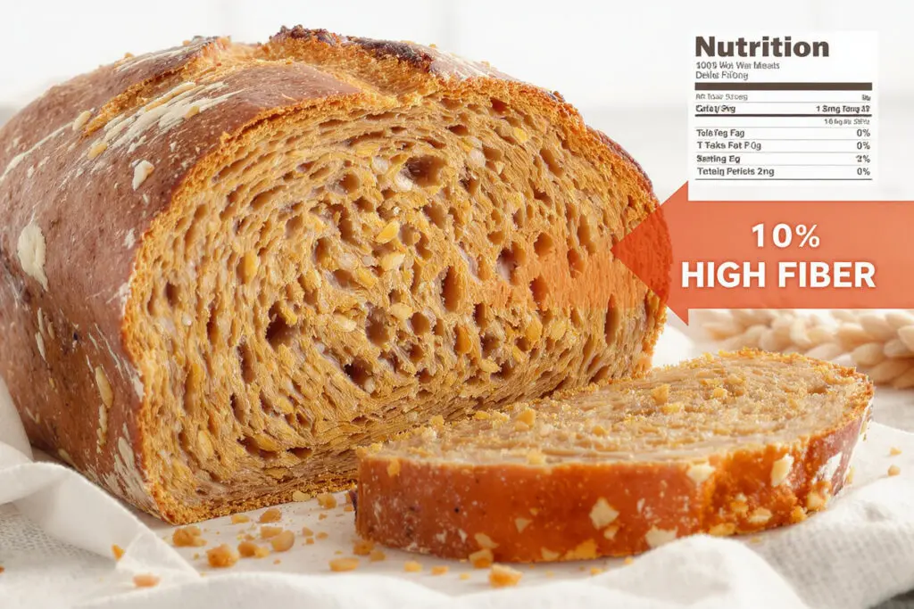 a close-up of the texture of whole wheat bread emphasizing its high-fiber content which is beneficial for feeling full during weight loss