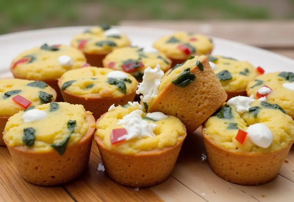 a healthy egg frittata with a small amount of goat cheese showing how its strong flavor can be used in moderation for a satisfying meal