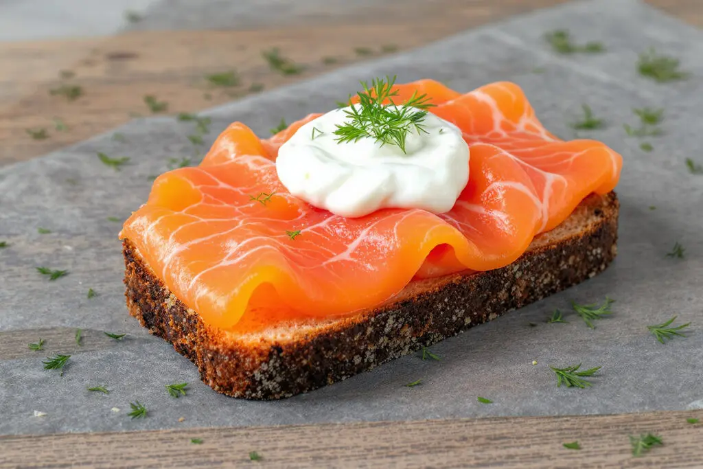a healthy open-faced sandwich on dark rye bread highlighting it as a dense high-fiber option that promotes satiety for weight loss
