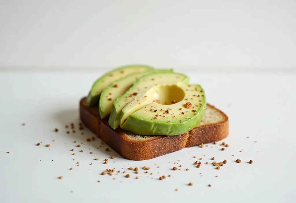 a simple and healthy avocado toast on rye bread representing a meal rich in healthy fats and fiber that can aid in weight loss