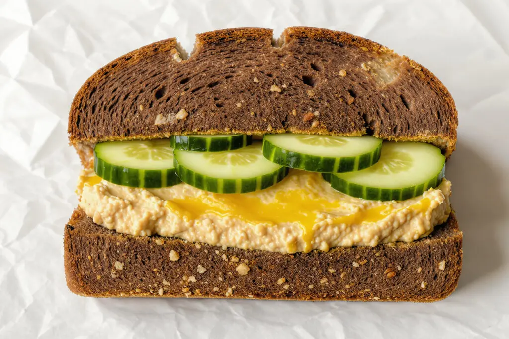 a slice of sprouted grain bread with healthy toppings representing a high-fiber and nutrient-dense bread choice for a weight loss diet