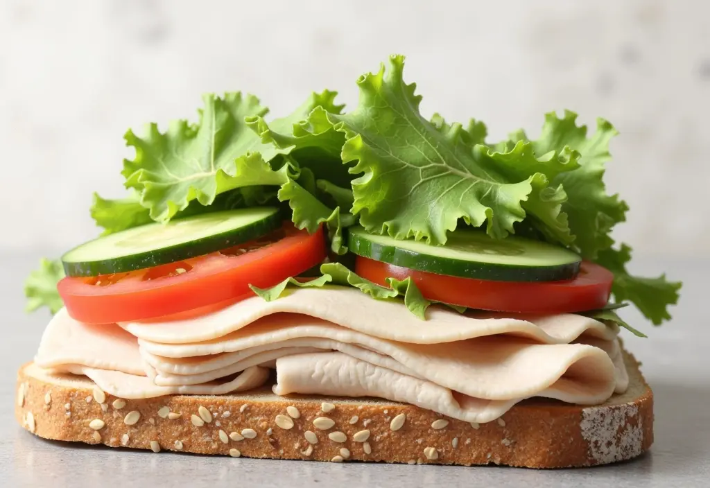 an open-faced sandwich on one slice of whole-grain bread shown as a strategy to reduce calories and bread intake for weight loss