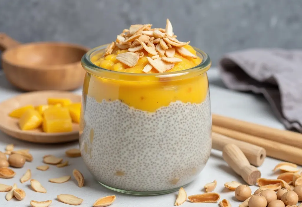 chia seed pudding made with light coconut milk presented as a fiber-rich satisfying and healthy meal option for weight loss
