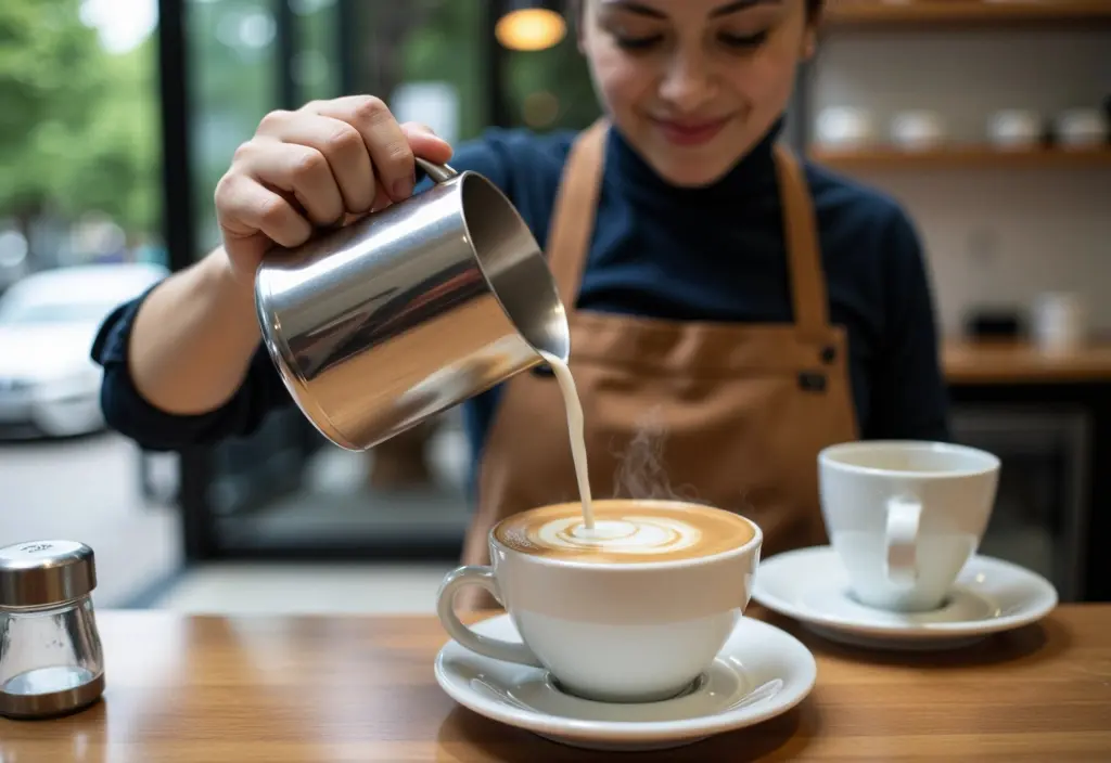 oat milk being poured into coffee shown as a popular dairy-free alternative with an emphasis on choosing unsweetened versions for weight loss